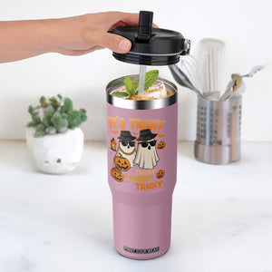 Funny Ghost Flip Straw Tumbler It's Tricky Tricky Tricky 90s Nostalgia Halloween Costume TS10 One Size: 30 oz Light Pink Print Your Wear