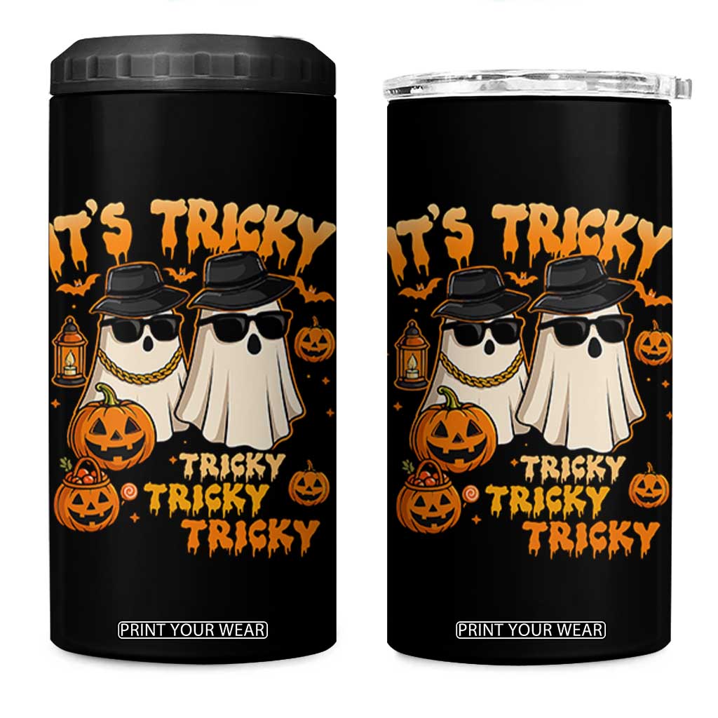 Funny Ghost 4 in 1 Can Cooler Tumbler It's Tricky Tricky Tricky 90s Nostalgia Halloween Costume TS10 One Size: 16 oz Black Print Your Wear