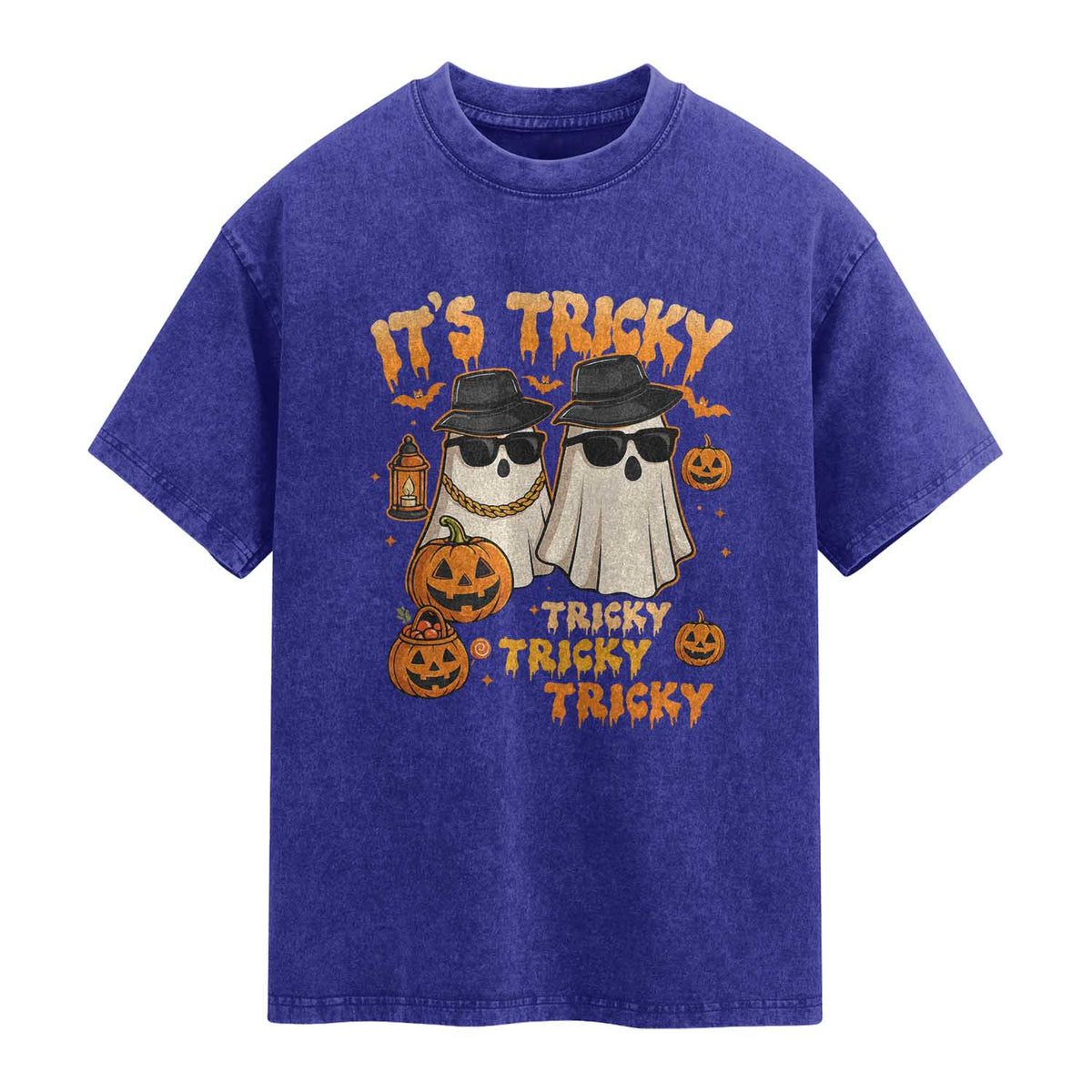 Funny Ghost Washed Cotton T-Shirt It's Tricky Tricky Tricky 90s Nostalgia Halloween Costume