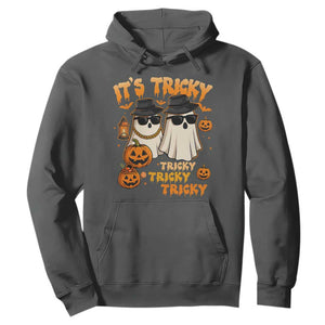 Funny Ghost Hoodie It's Tricky Tricky Tricky 90s Nostalgia Halloween Costume TS10 Dark Heather Print Your Wear
