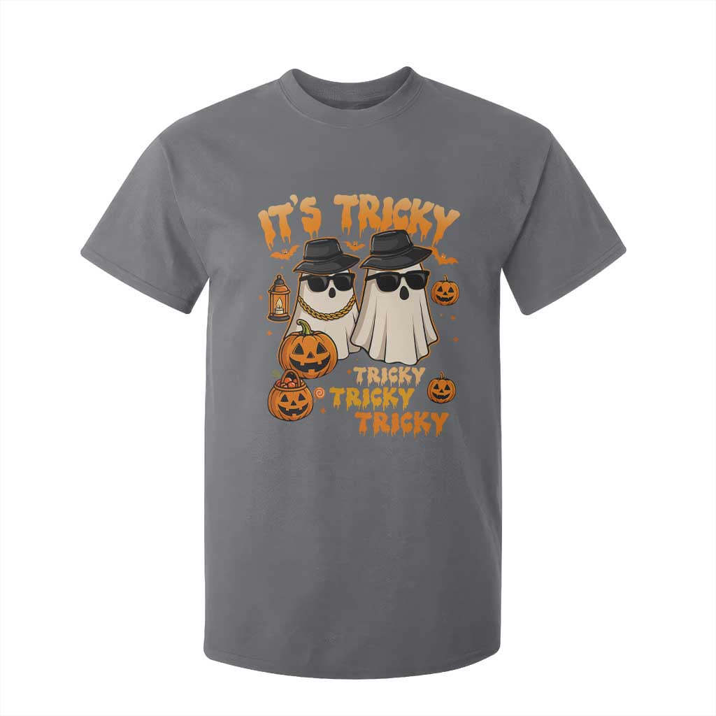 Funny Ghost T Shirt For Kid It's Tricky Tricky Tricky 90s Nostalgia Halloween Costume TS10 Charcoal Print Your Wear