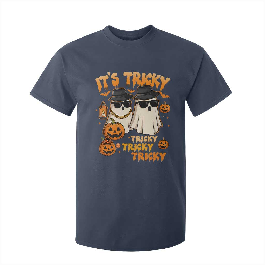 Funny Ghost T Shirt For Kid It's Tricky Tricky Tricky 90s Nostalgia Halloween Costume TS10 Navy Print Your Wear