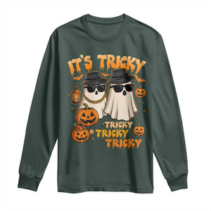 Funny Ghost Long Sleeve Shirt It's Tricky Tricky Tricky 90s Nostalgia Halloween Costume TS10 Dark Forest Green Print Your Wear