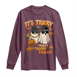 Funny Ghost Long Sleeve Shirt It's Tricky Tricky Tricky 90s Nostalgia Halloween Costume TS10 Maroon Print Your Wear