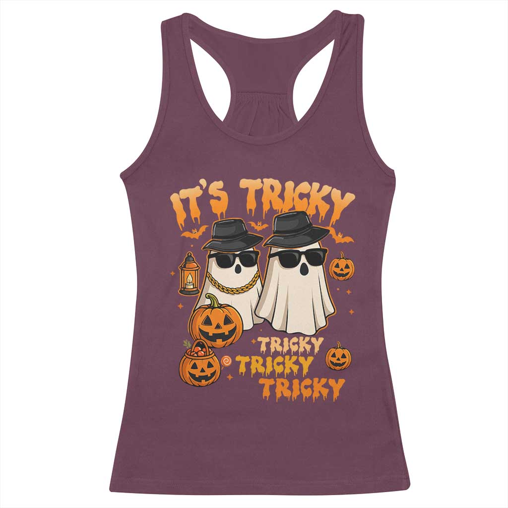 Funny Ghost Racerback Tank Top It's Tricky Tricky Tricky 90s Nostalgia Halloween Costume TS10 Maroon Print Your Wear