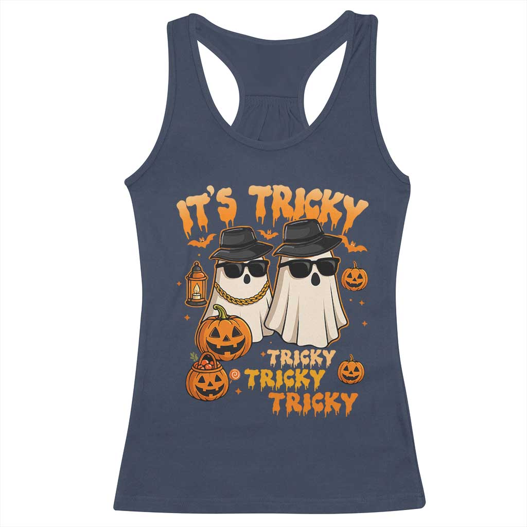 Funny Ghost Racerback Tank Top It's Tricky Tricky Tricky 90s Nostalgia Halloween Costume TS10 Navy Print Your Wear