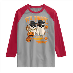 Funny Ghost Raglan Shirt It's Tricky Tricky Tricky 90s Nostalgia Halloween Costume TS10 Sport Gray Red Print Your Wear