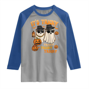 Funny Ghost Raglan Shirt It's Tricky Tricky Tricky 90s Nostalgia Halloween Costume TS10 Sport Gray Royal Print Your Wear