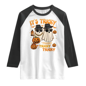 Funny Ghost Raglan Shirt It's Tricky Tricky Tricky 90s Nostalgia Halloween Costume TS10 White Black Print Your Wear