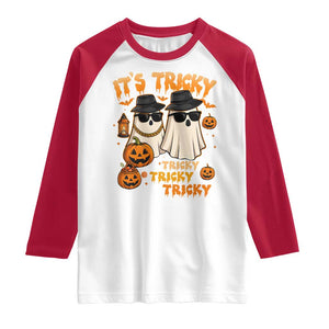 Funny Ghost Raglan Shirt It's Tricky Tricky Tricky 90s Nostalgia Halloween Costume TS10 White Red Print Your Wear