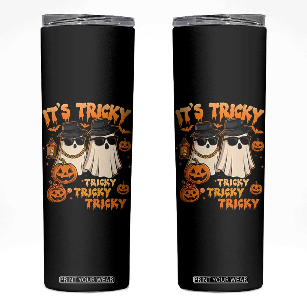 Funny Ghost Skinny Tumbler It's Tricky Tricky Tricky 90s Nostalgia Halloween Costume TS10 Black Print Your Wear