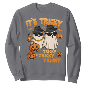 Funny Ghost Sweatshirt It's Tricky Tricky Tricky 90s Nostalgia Halloween Costume TS10 Charcoal Print Your Wear