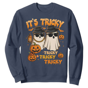 Funny Ghost Sweatshirt It's Tricky Tricky Tricky 90s Nostalgia Halloween Costume TS10 Navy Print Your Wear
