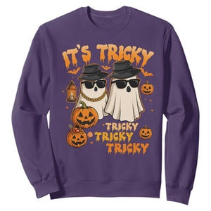 Funny Ghost Sweatshirt It's Tricky Tricky Tricky 90s Nostalgia Halloween Costume TS10 Purple Print Your Wear
