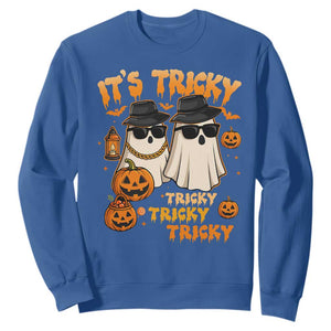 Funny Ghost Sweatshirt It's Tricky Tricky Tricky 90s Nostalgia Halloween Costume TS10 Royal Blue Print Your Wear