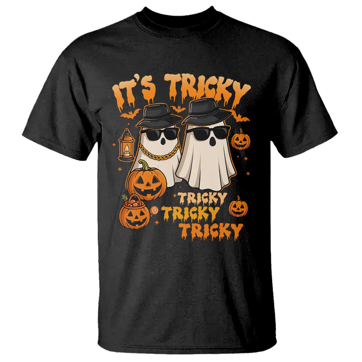 Funny Ghost T Shirt It's Tricky Tricky Tricky 90s Nostalgia Halloween Costume TS10 Black Print Your Wear