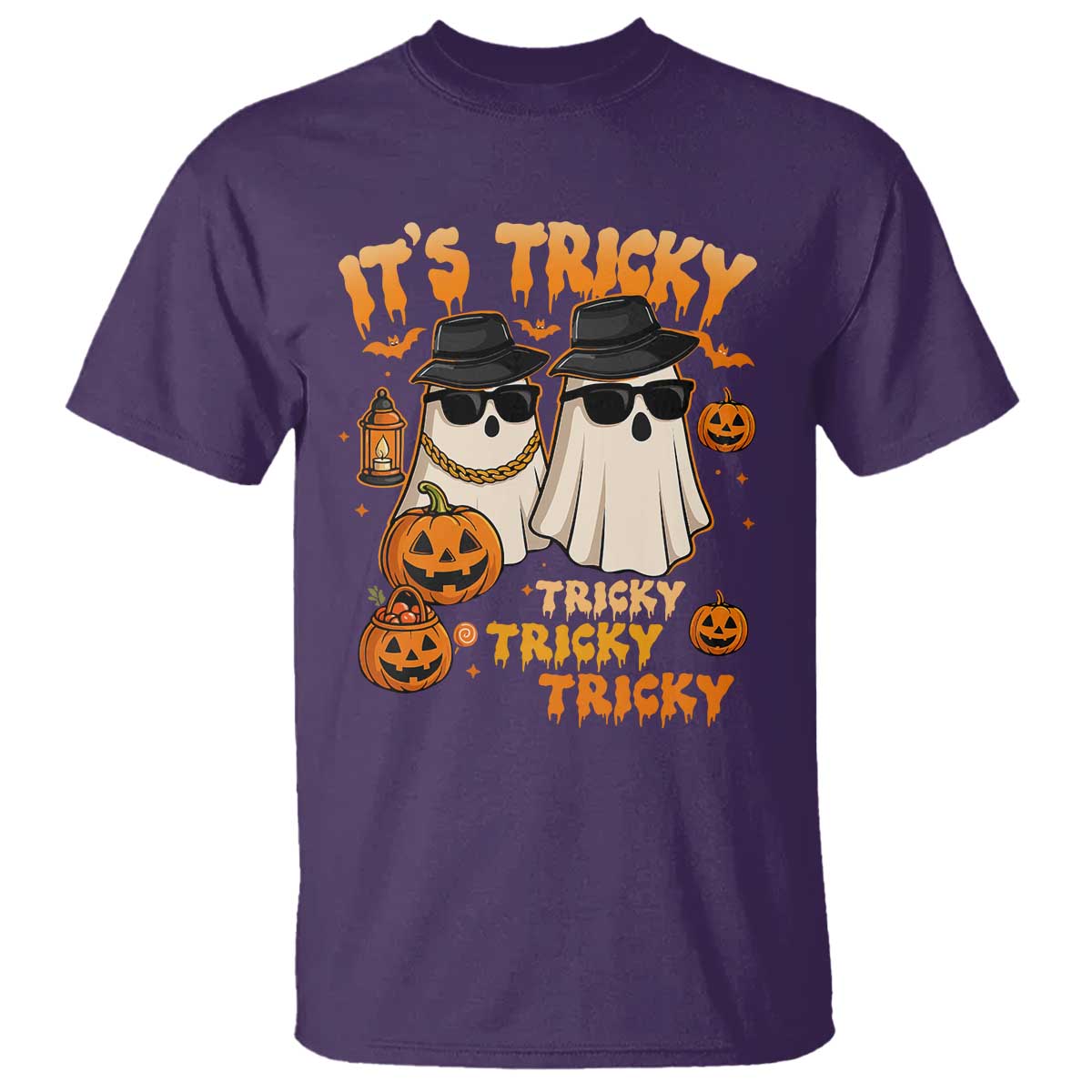 Funny Ghost T Shirt It's Tricky Tricky Tricky 90s Nostalgia Halloween Costume TS10 Purple Print Your Wear