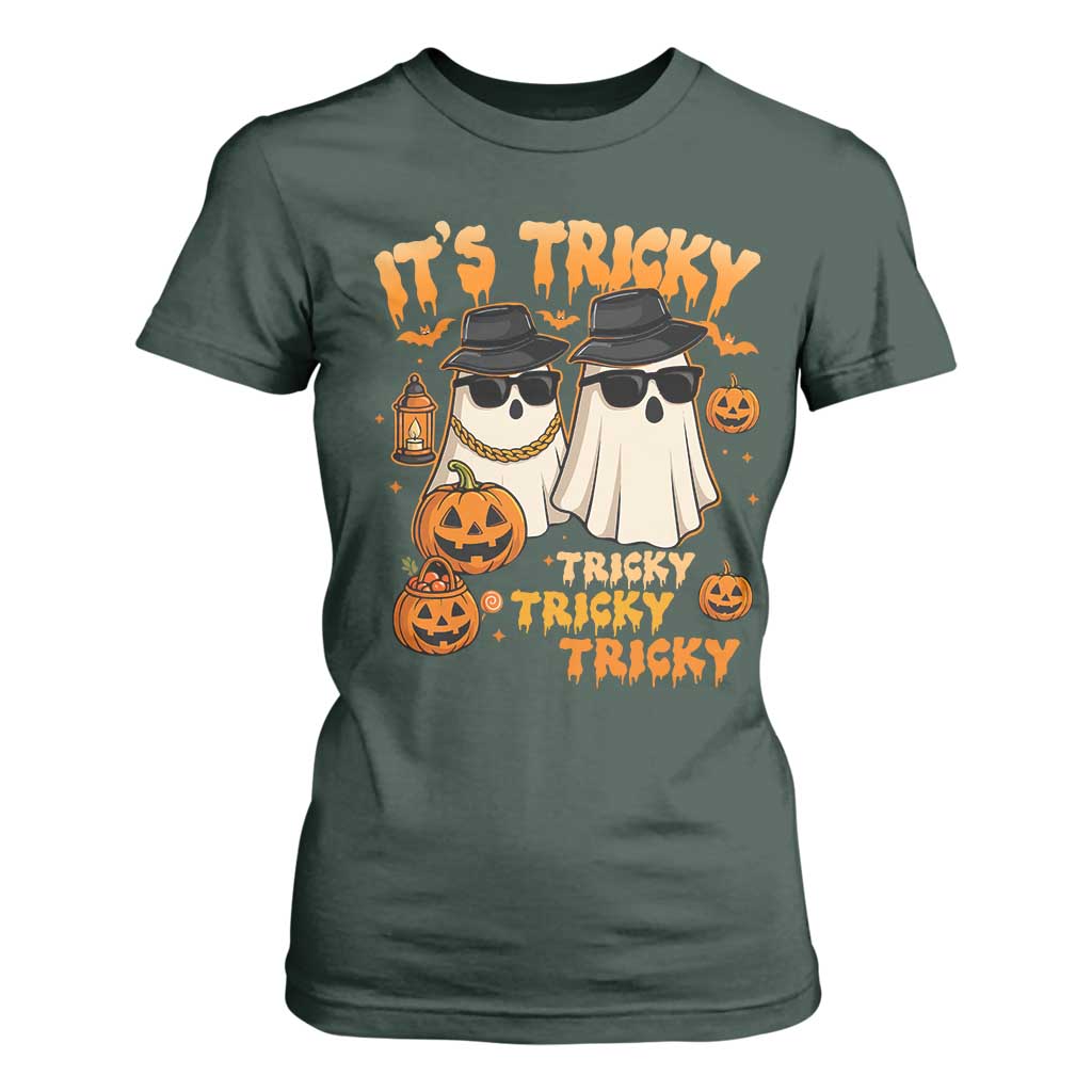 Funny Ghost T Shirt For Women It's Tricky Tricky Tricky 90s Nostalgia Halloween Costume TS10 Dark Forest Green Print Your Wear