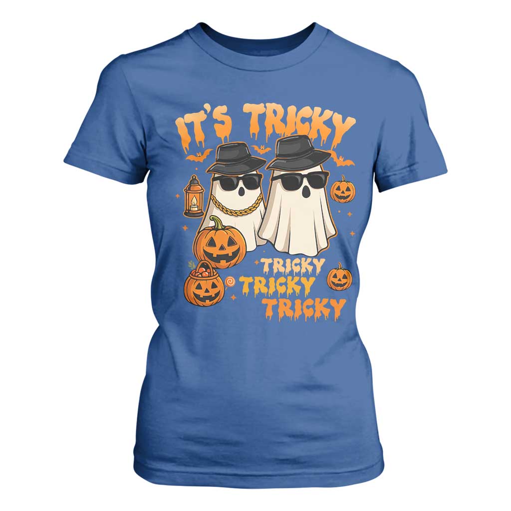 Funny Ghost T Shirt For Women It's Tricky Tricky Tricky 90s Nostalgia Halloween Costume TS10 Royal Blue Print Your Wear