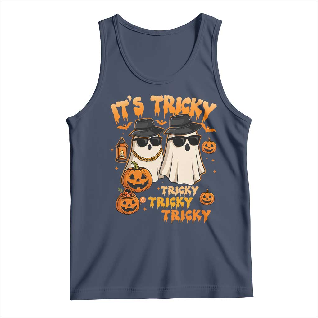 Funny Ghost Tank Top It's Tricky Tricky Tricky 90s Nostalgia Halloween Costume TS10 Navy Print Your Wear