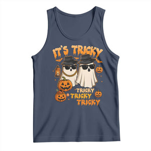 Funny Ghost Tank Top It's Tricky Tricky Tricky 90s Nostalgia Halloween Costume TS10 Navy Print Your Wear