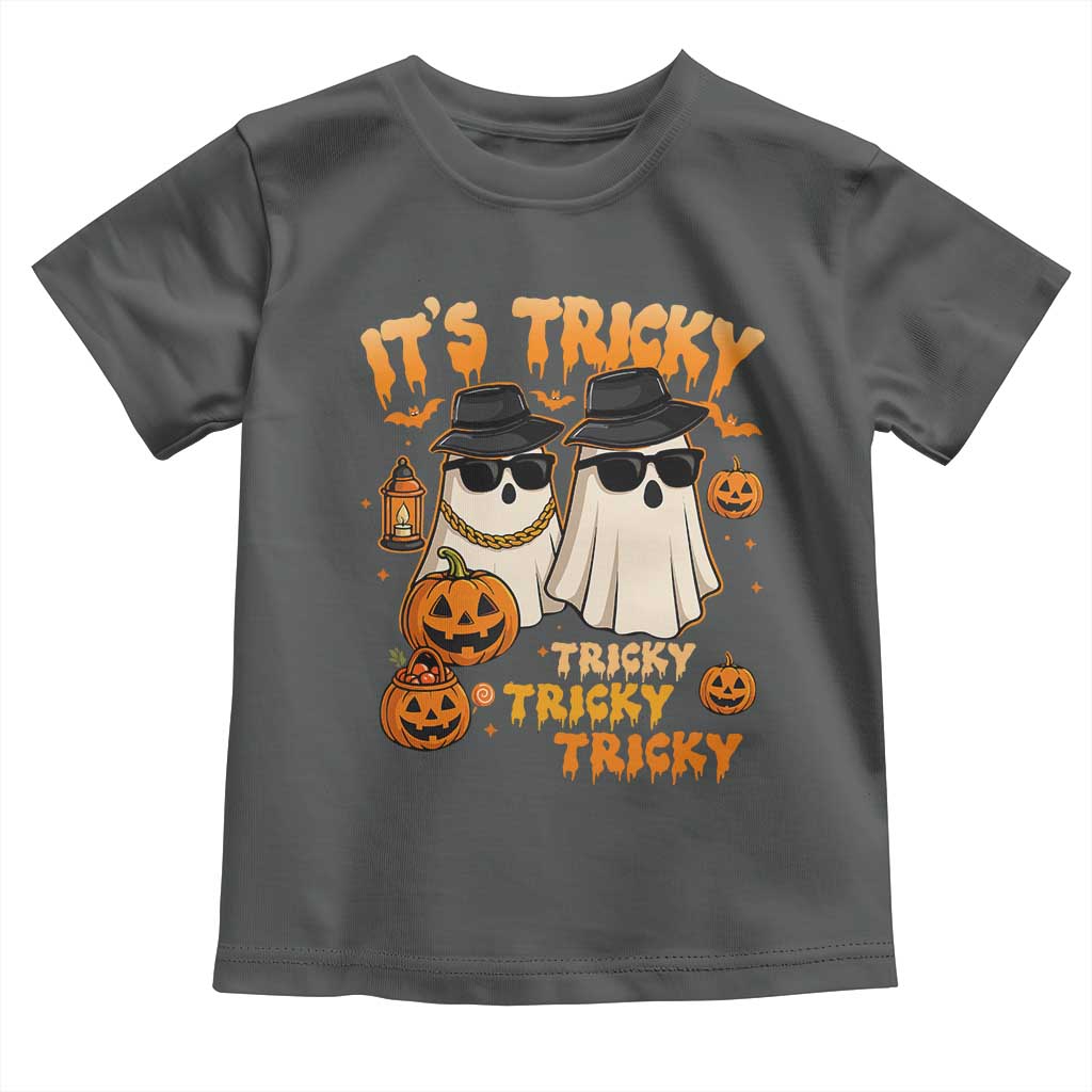 Funny Ghost Toddler T Shirt It's Tricky Tricky Tricky 90s Nostalgia Halloween Costume TS10 Dark Heather Print Your Wear