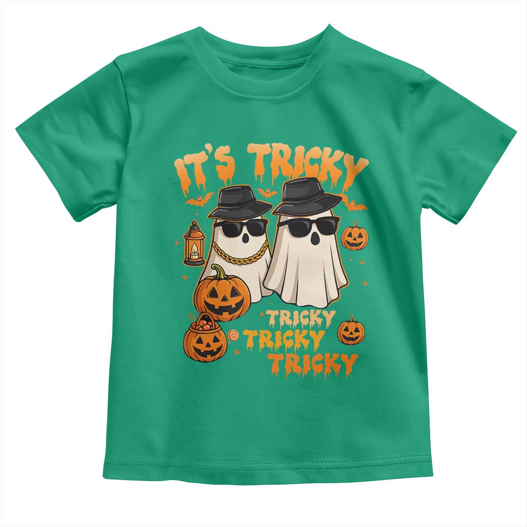 Funny Ghost Toddler T Shirt It's Tricky Tricky Tricky 90s Nostalgia Halloween Costume TS10 Irish Green Print Your Wear