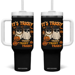 Funny Ghost Tumbler With Handle It's Tricky Tricky Tricky 90s Nostalgia Halloween Costume TS10 One Size: 40 oz Black Print Your Wear