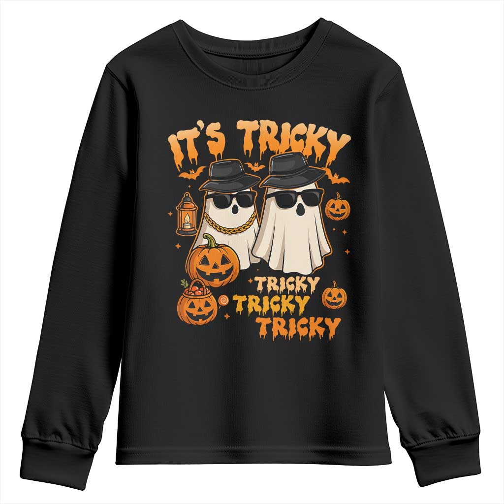 Funny Ghost Youth Sweatshirt It's Tricky Tricky Tricky 90s Nostalgia Halloween Costume TS10 Black Print Your Wear