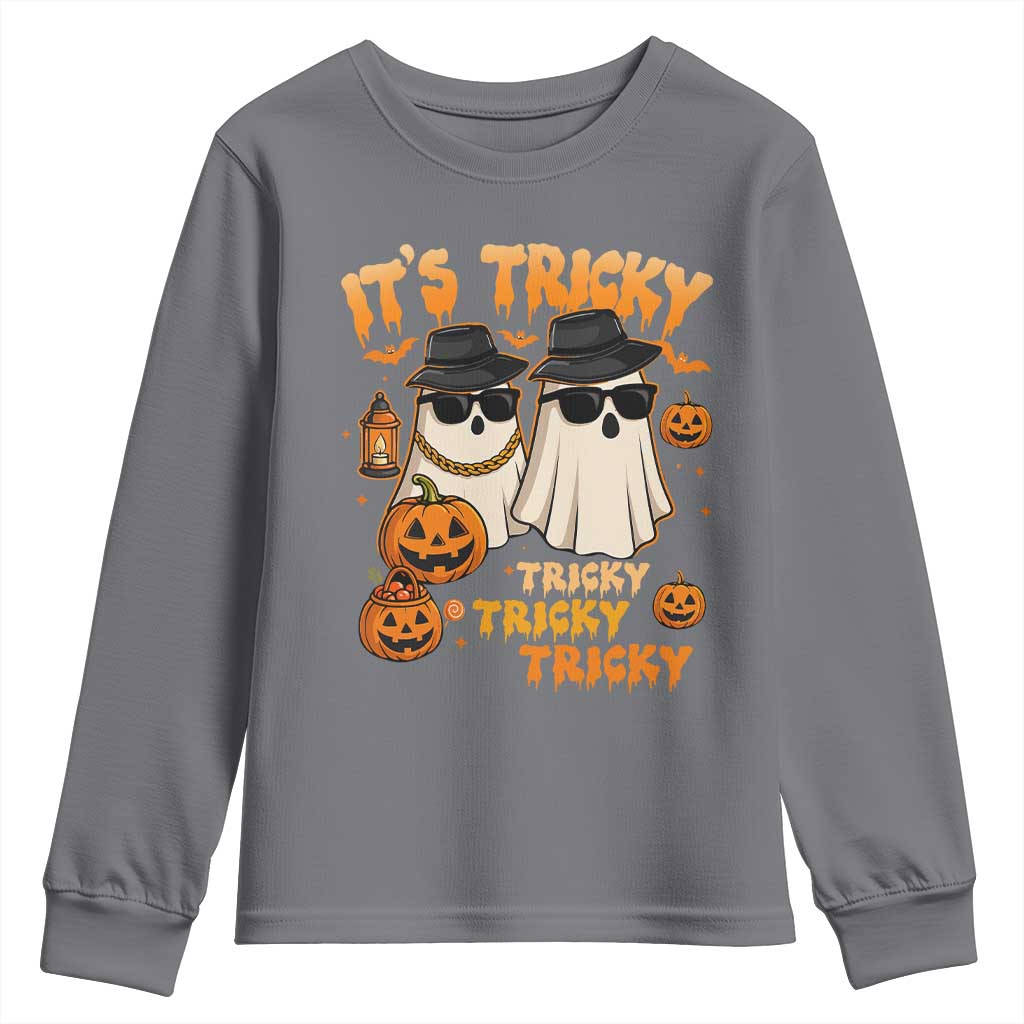 Funny Ghost Youth Sweatshirt It's Tricky Tricky Tricky 90s Nostalgia Halloween Costume TS10 Charcoal Print Your Wear