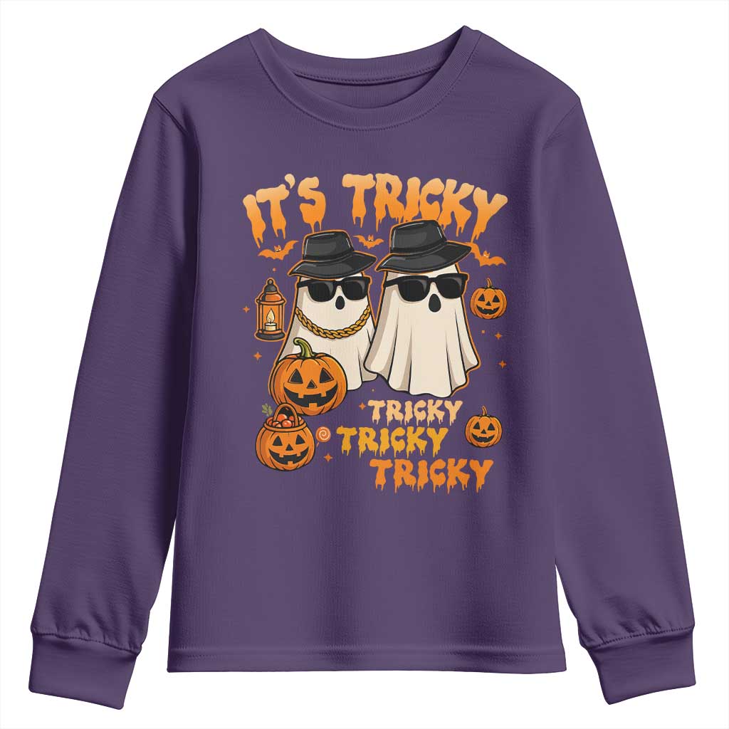 Funny Ghost Youth Sweatshirt It's Tricky Tricky Tricky 90s Nostalgia Halloween Costume TS10 Purple Print Your Wear