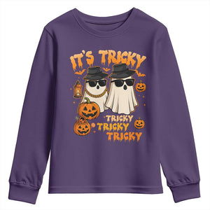 Funny Ghost Youth Sweatshirt It's Tricky Tricky Tricky 90s Nostalgia Halloween Costume TS10 Purple Print Your Wear
