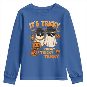 Funny Ghost Youth Sweatshirt It's Tricky Tricky Tricky 90s Nostalgia Halloween Costume TS10 Royal Blue Print Your Wear