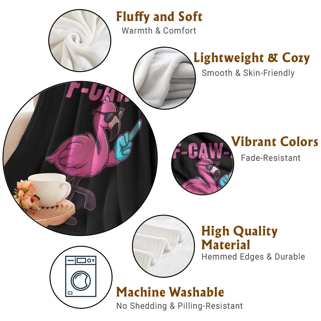 Funny F-Caw-F Flamingo Throw Blanket Adult Humor TS10 Print Your Wear