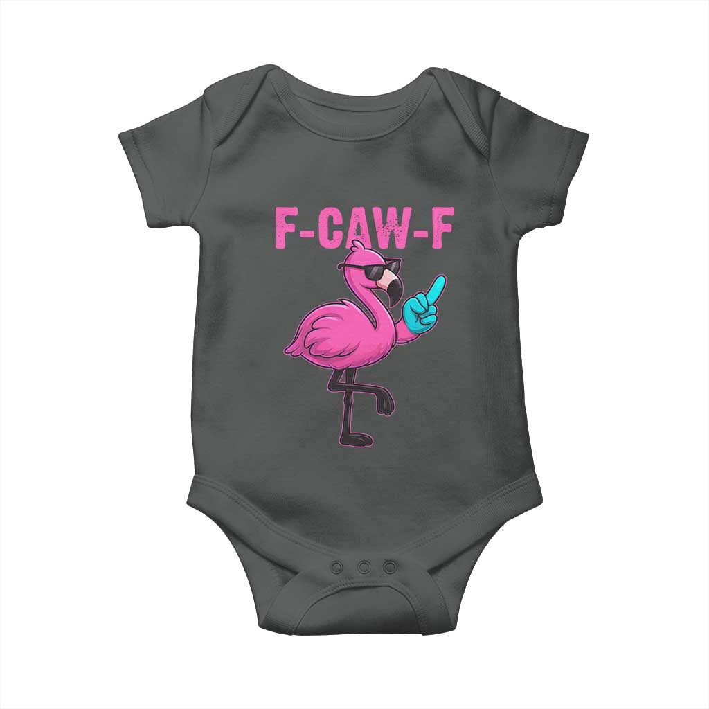Funny F-Caw-F Flamingo Baby Onesie Adult Humor TS10 Dark Heather Print Your Wear
