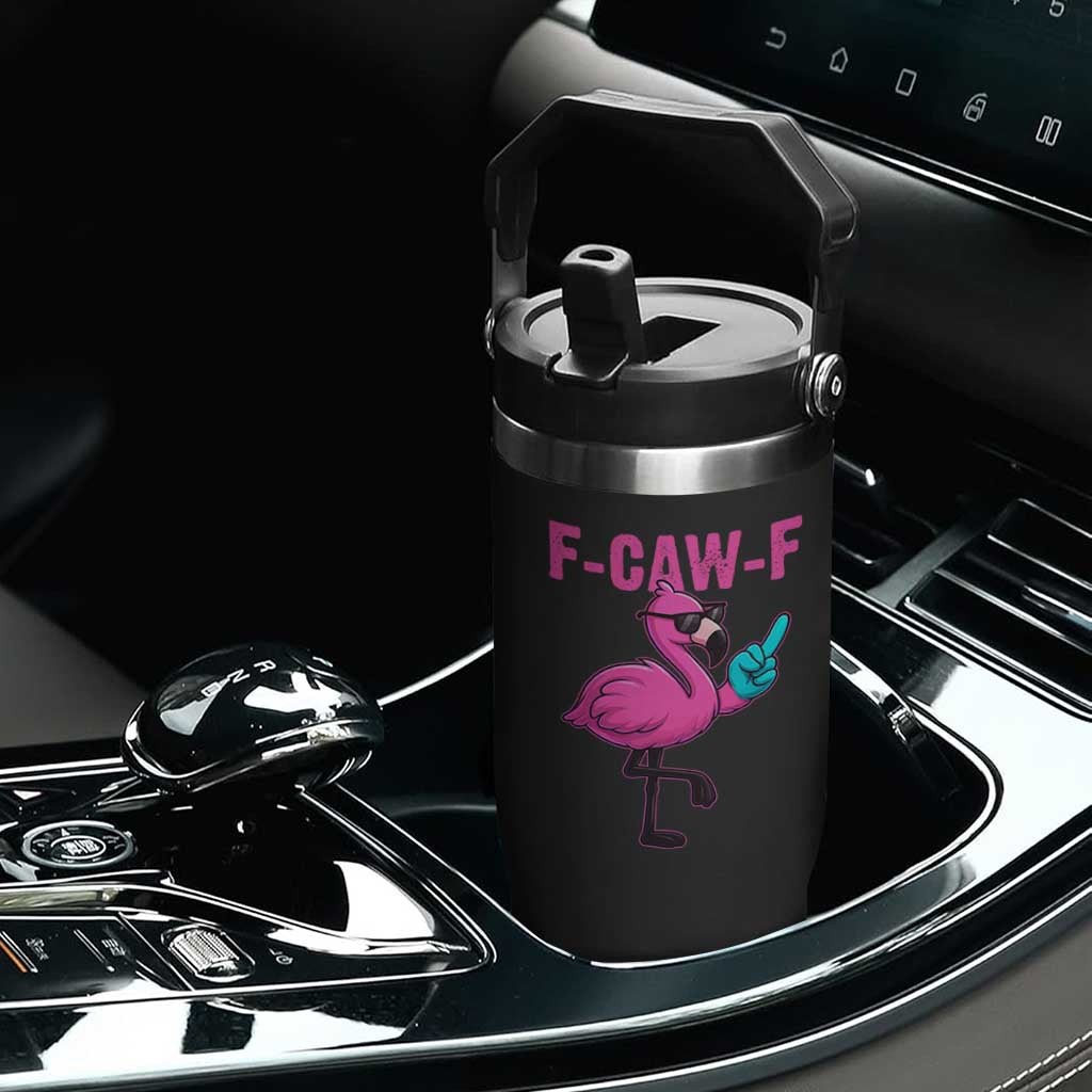 Funny F-Caw-F Flamingo Flip Straw Tumbler Adult Humor TS10 Print Your Wear