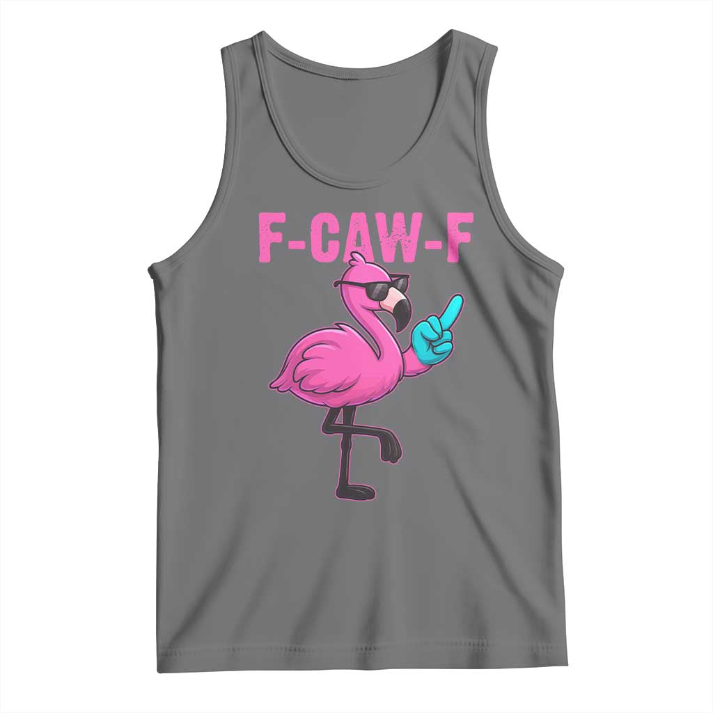 Funny F-Caw-F Flamingo Tank Top Adult Humor TS10 Black Heather Print Your Wear
