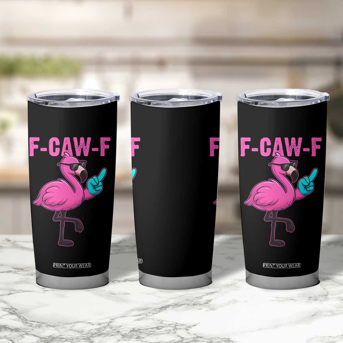 Funny F-Caw-F Flamingo Tumbler Cup Adult Humor TS10 Print Your Wear