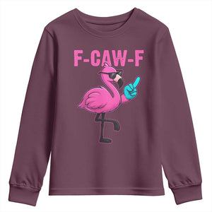 Funny F-Caw-F Flamingo Youth Sweatshirt Adult Humor TS10 Maroon Print Your Wear