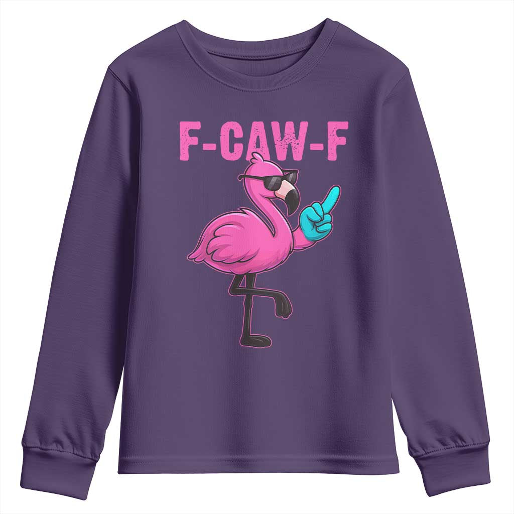 Funny F-Caw-F Flamingo Youth Sweatshirt Adult Humor TS10 Purple Print Your Wear