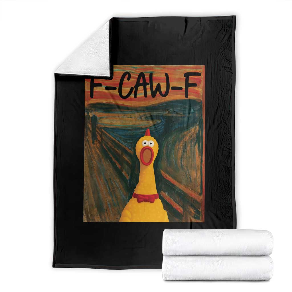 F Caw F Screaming Chicken Throw Blanket Funny Fawk Off Meme TS10 White Print Your Wear
