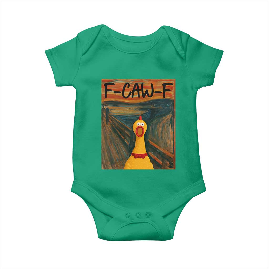 F Caw F Screaming Chicken Baby Onesie Funny Fawk Off Meme TS10 Irish Green Print Your Wear