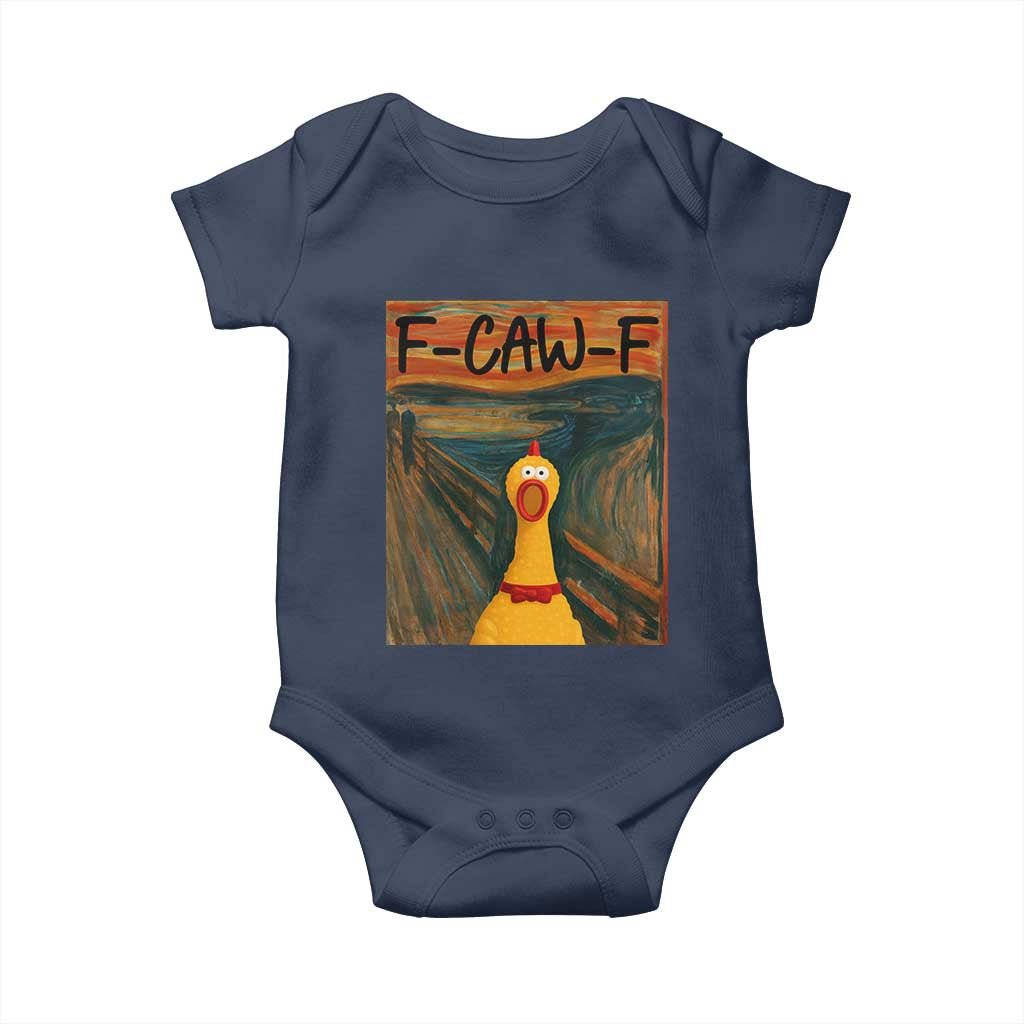 F Caw F Screaming Chicken Baby Onesie Funny Fawk Off Meme TS10 Navy Print Your Wear