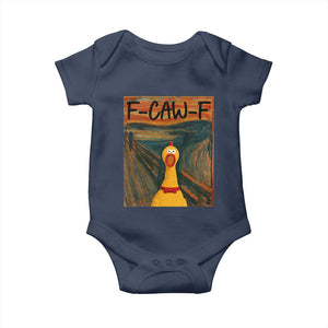 F Caw F Screaming Chicken Baby Onesie Funny Fawk Off Meme TS10 Navy Print Your Wear
