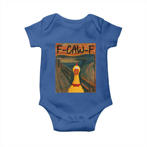 F Caw F Screaming Chicken Baby Onesie Funny Fawk Off Meme TS10 Royal Blue Print Your Wear