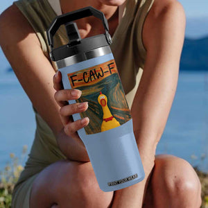 F Caw F Screaming Chicken Flip Straw Tumbler Funny Fawk Off Meme TS10 One Size: 30 oz Light Blue Print Your Wear