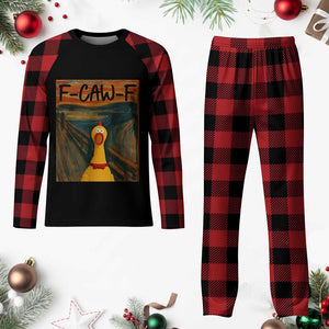 F Caw F Screaming Chicken Plaid Pajama Set Funny Fawk Off Meme TS10 Buffalo Plaid Print Your Wear