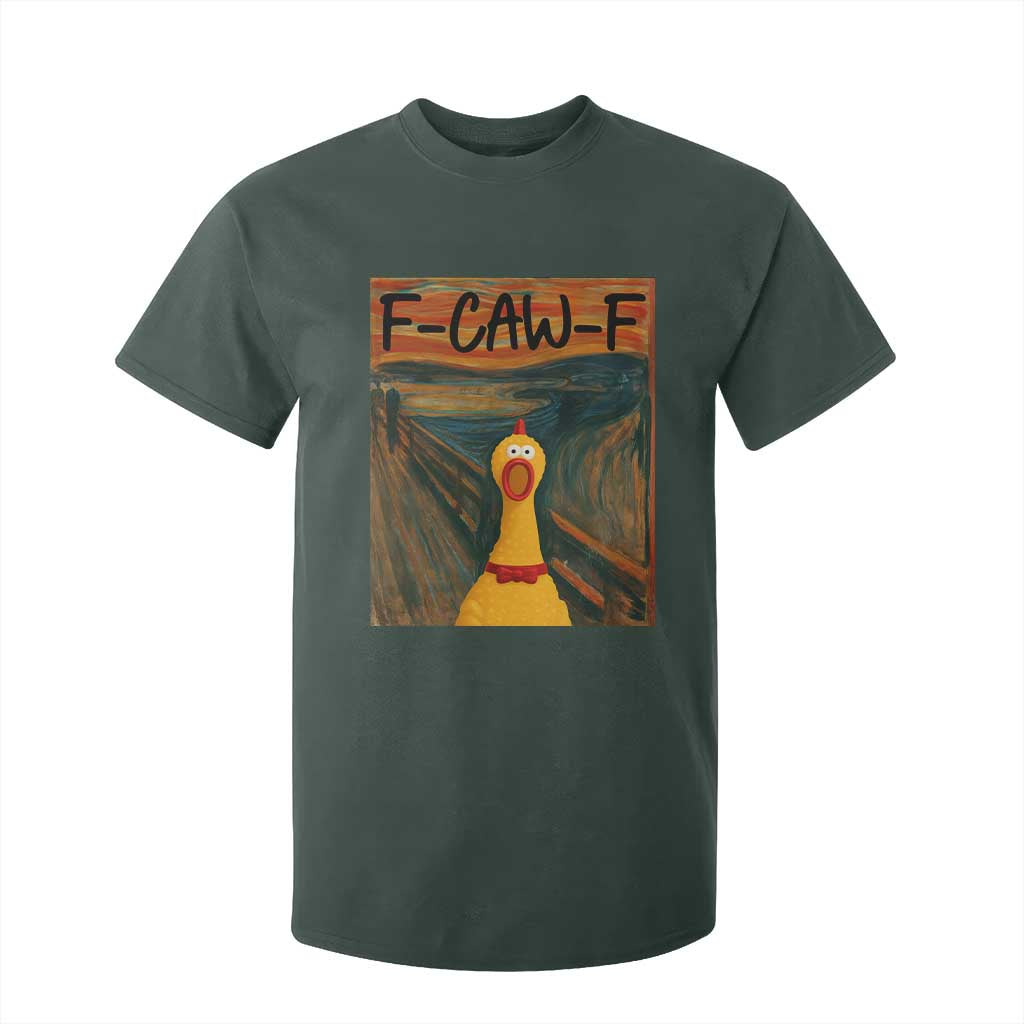 F Caw F Screaming Chicken T Shirt For Kid Funny Fawk Off Meme TS10 Dark Forest Green Print Your Wear