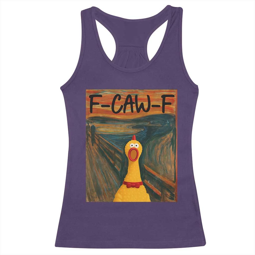 F Caw F Screaming Chicken Racerback Tank Top Funny Fawk Off Meme TS10 Purple Print Your Wear