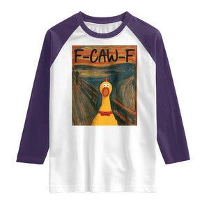F Caw F Screaming Chicken Raglan Shirt Funny Fawk Off Meme TS10 White Purple Print Your Wear